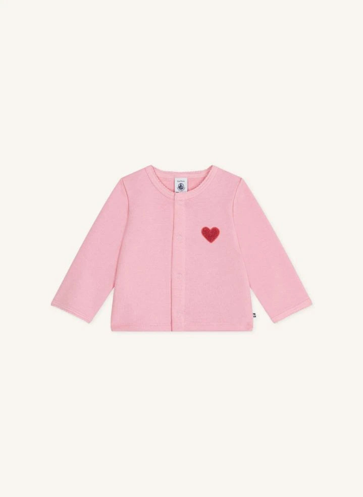 Petit Bateau - Cárdigan de algodón orgánico con corazón | Rosa