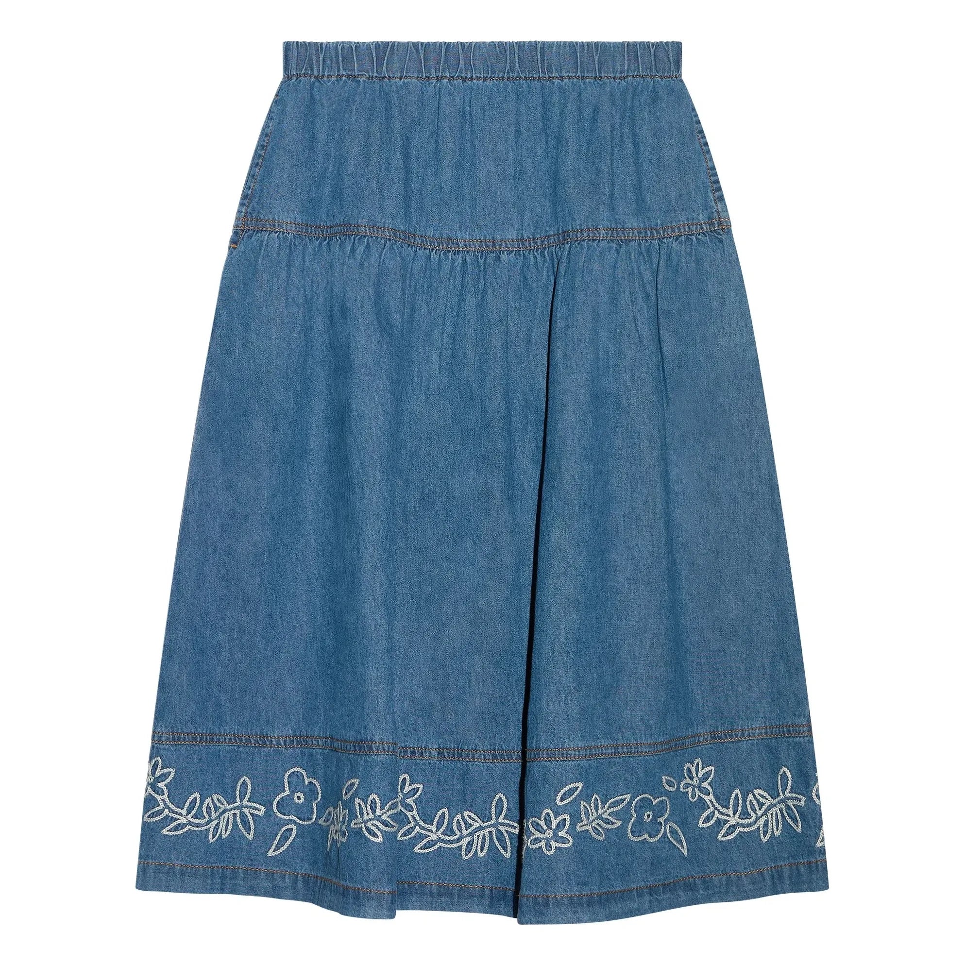 Hundred Pieces - Falda Bordada Cally | Azul denim