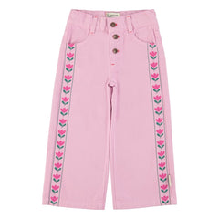 Piupiuchick - Pantalón Flare Fleuri Twill | Rosa