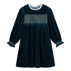 C'era Una Volta - Vestido fruncido Silvia Velours | Azul marino
