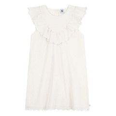 Petit Bateau - Vestido de algodón con bordado de corazón de encaje inglés | Blanco