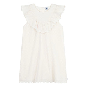Petit Bateau - Vestido de algodón con bordado de corazón de encaje inglés | Blanco