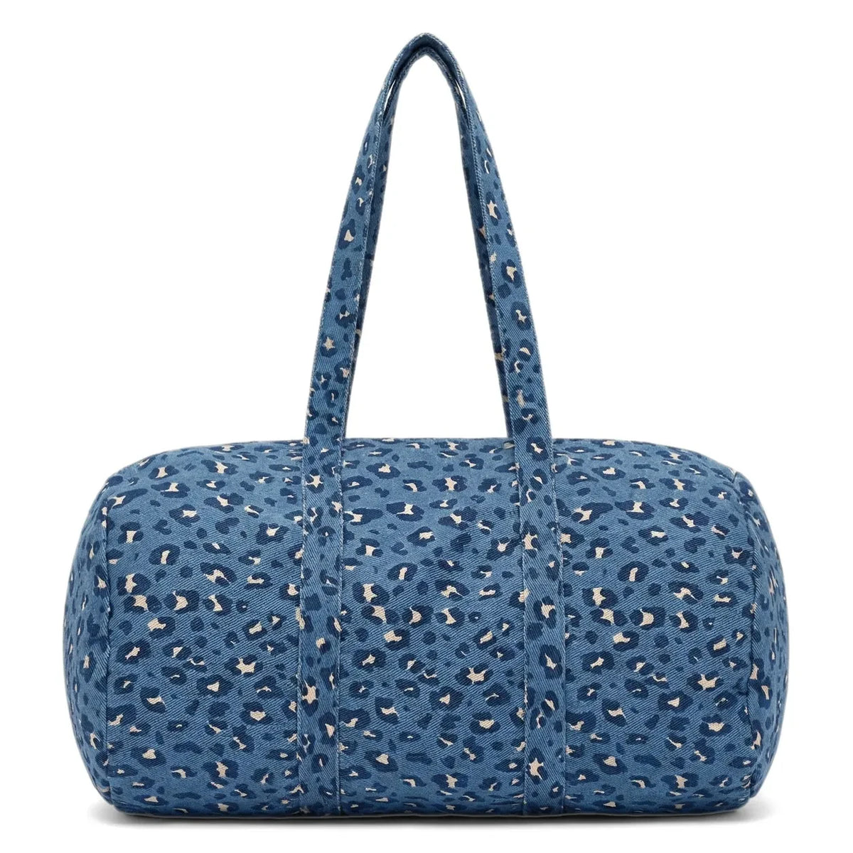 Louis Louise - Bolso de denim con estampado de leopardo y pompón | Azul claro