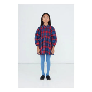 Tinycottons - Ekose Büzgülü Elbise | Mavi