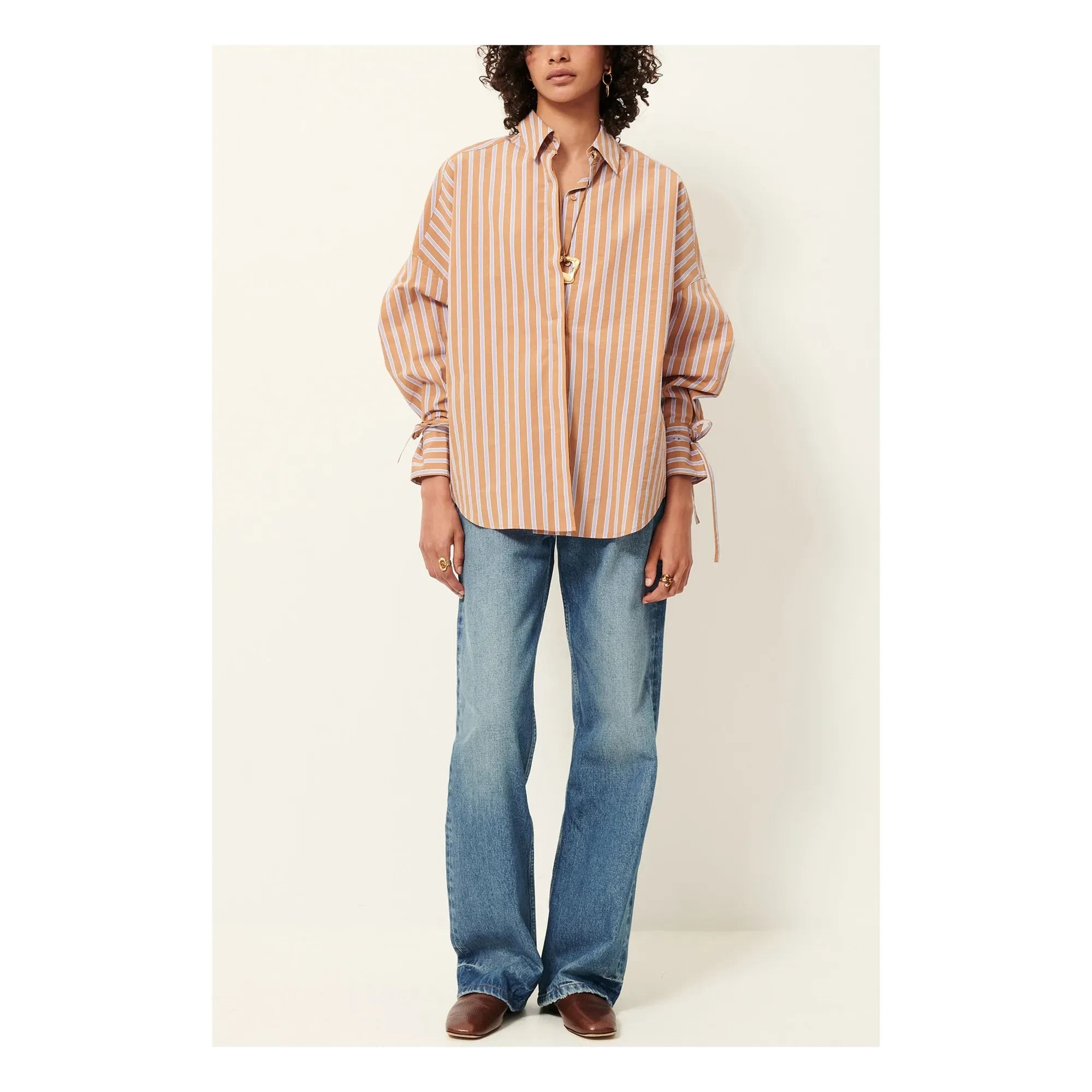 Sessùn - Camisa a rayas de algodón Armando | Terracota