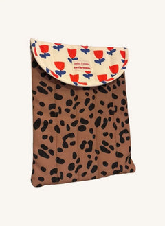 Mini Kyomo - Funda de Laptop con Estampado de Leopardo - Mini Kyomo x Taxi Brousse | Marrón
