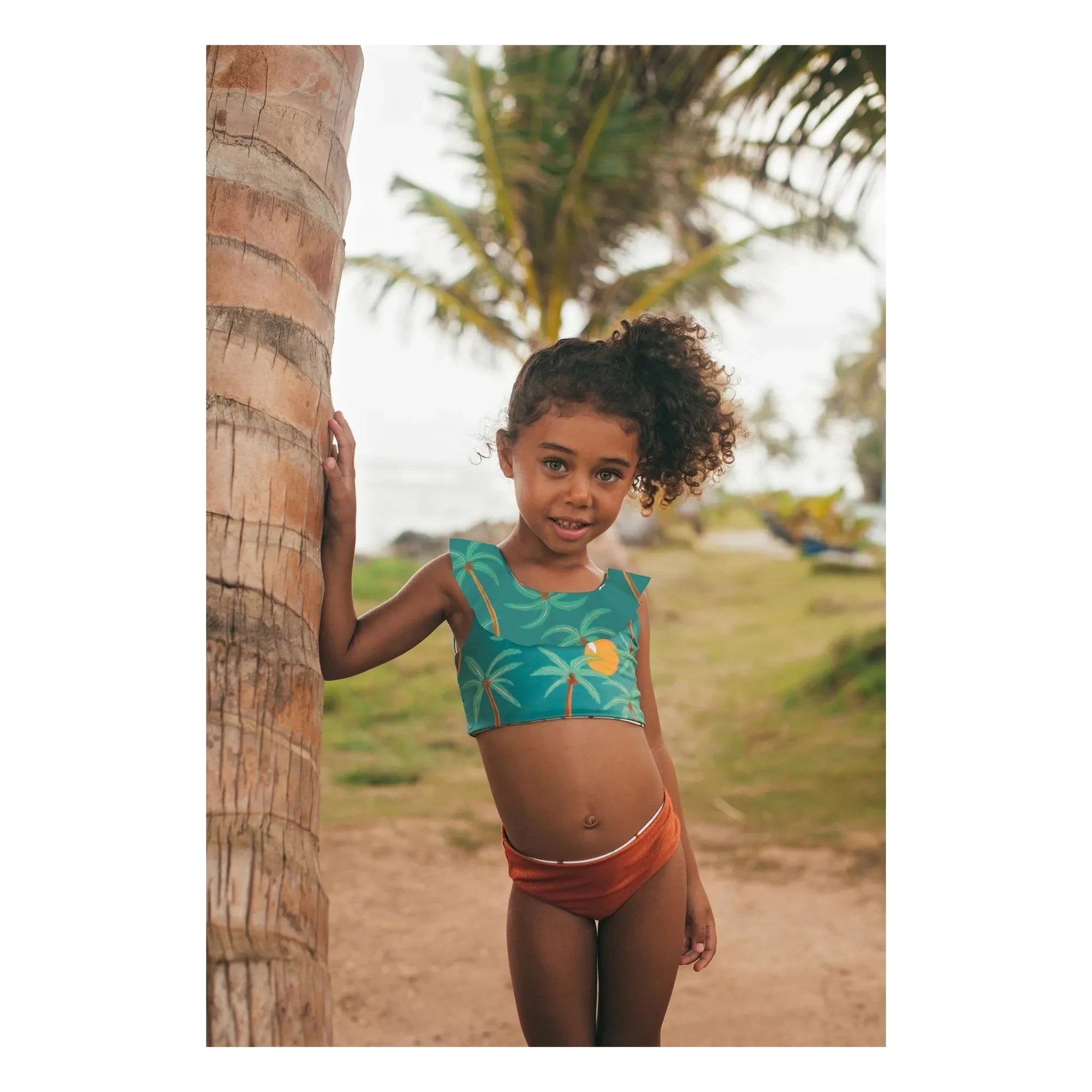 Pepita & Me - Ilana Palm Traje de baño con volantes | Verde