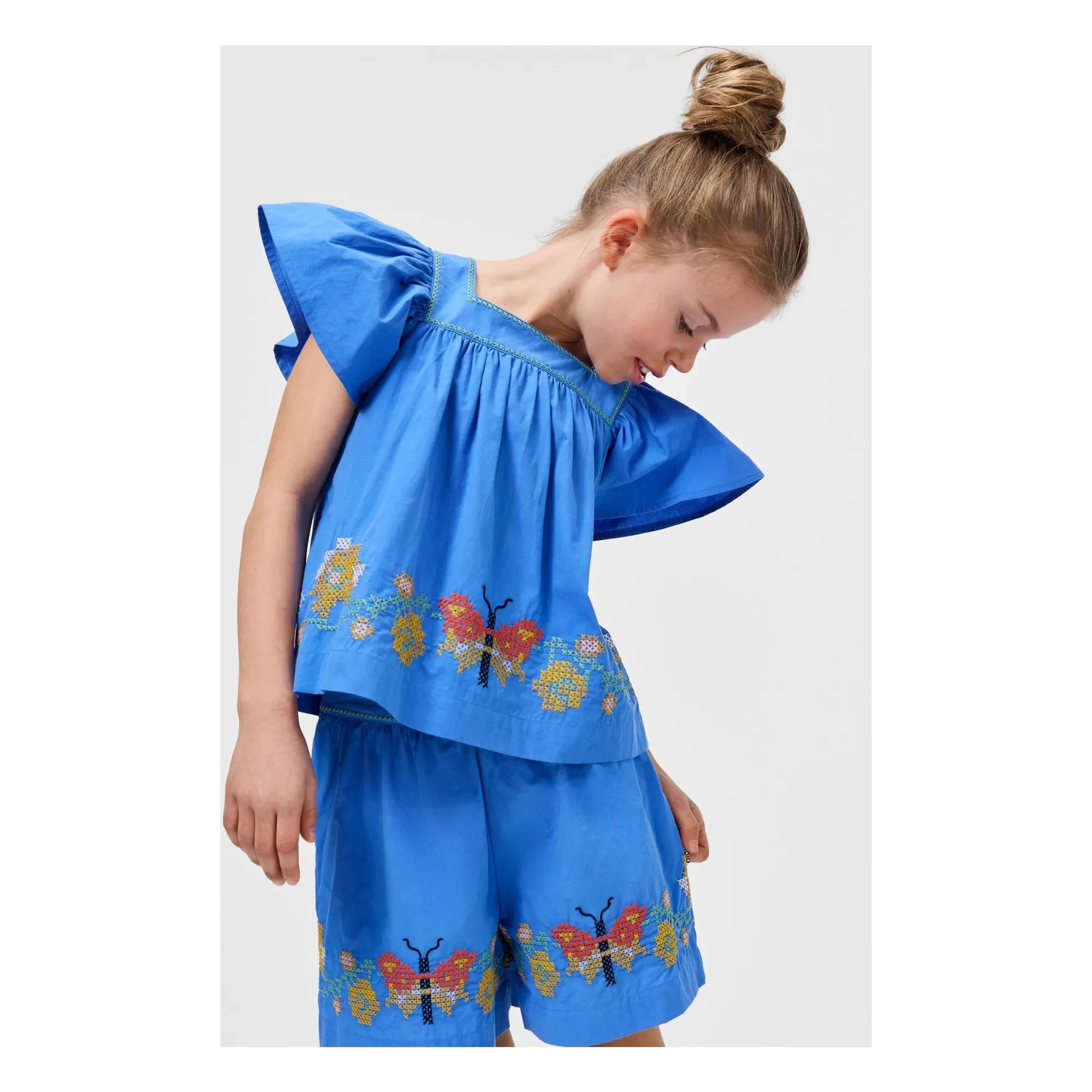 Molo - Ally Butterflies Shorts de Algodón Orgánico | Azul