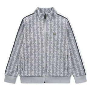 Lacoste - Sudadera con cremallera y monograma de algodón orgánico | Gris claro