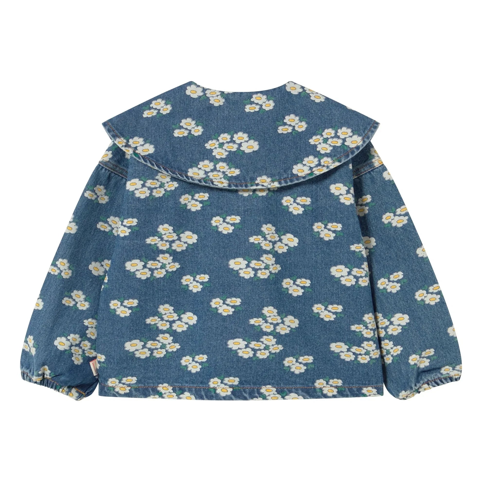 Tinycottons - Camisa vaquera de cuello sobredimensionado con margaritas | Azul