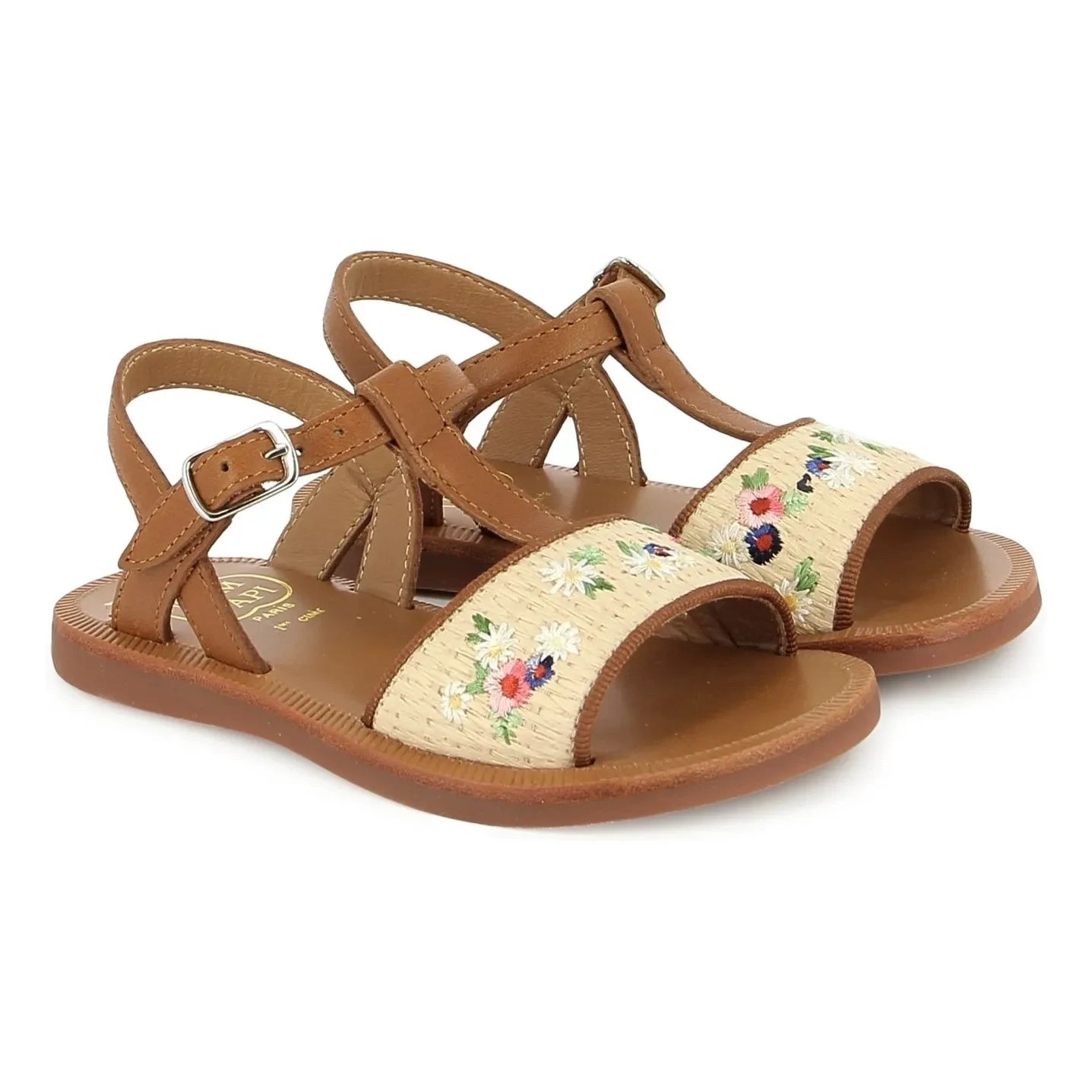 Pom d'Api - Sandalias Plagette Raphia Bordado | Crema