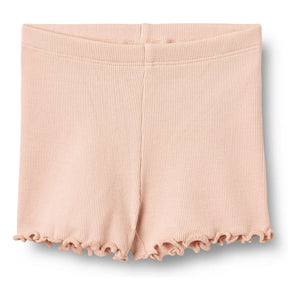 Wheat - Sine Shorts de algodón orgánico acanalado para bebé | Rosa pálido