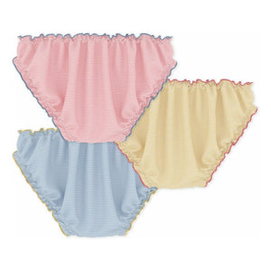 Petit Bateau - Conjunto de 3 braguitas fruncidas a rayas | Amarillo