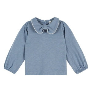Emile et Ida - Organik pamuk yakalı T-shirt | Mavi
