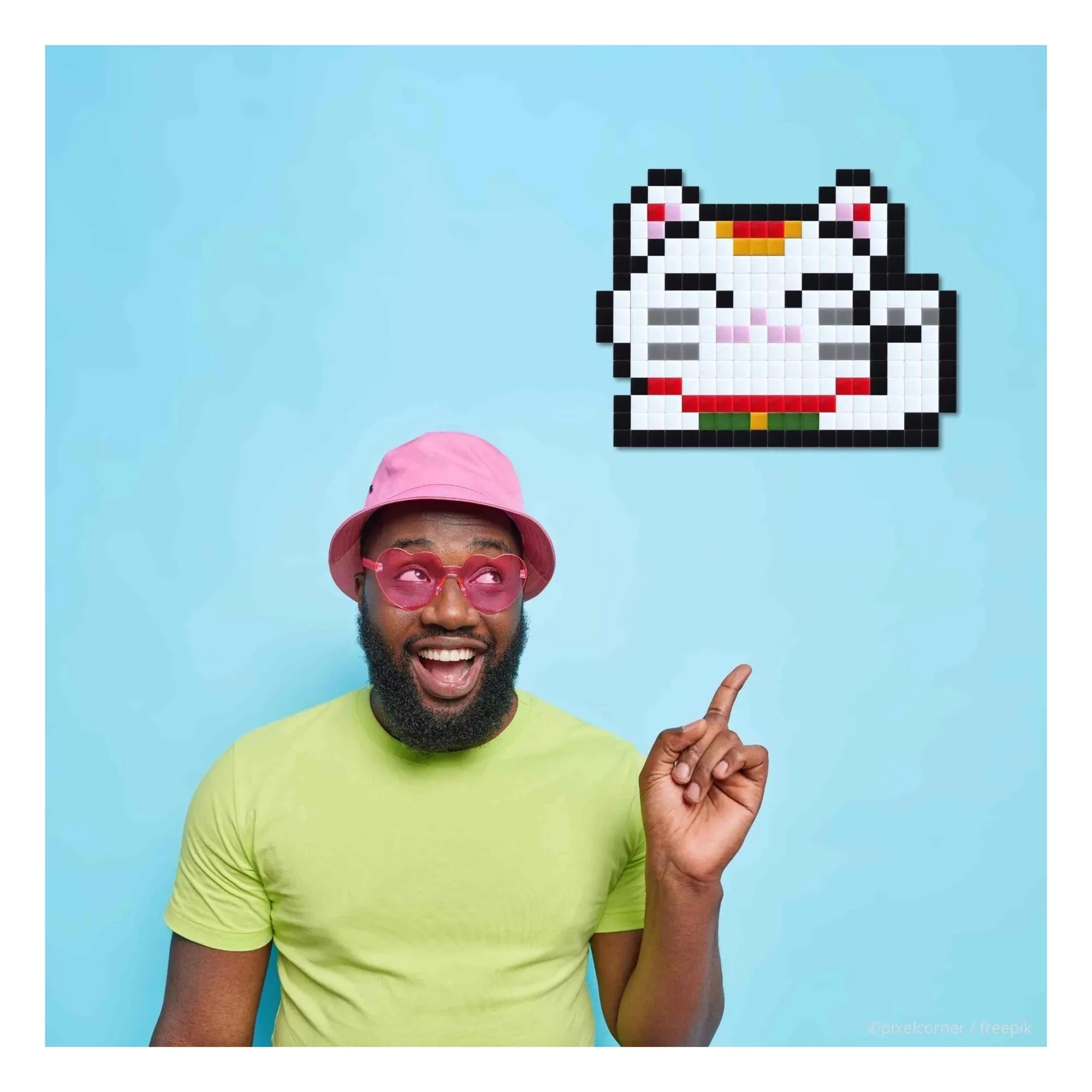 Pixel Corner - Kit de Arte Pixel - Gato de la Suerte | Blanco