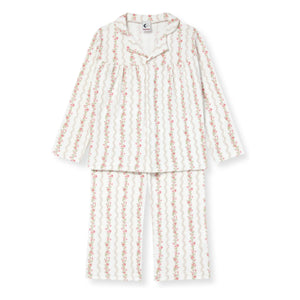 Sleepy Doe - Pijama de rayas con estampado floral de algodón orgánico | Crudo