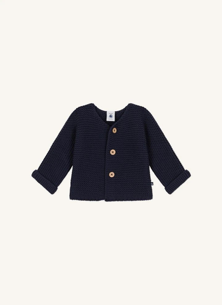 Petit Bateau - Cárdigan de punto de canalé | Azul marino