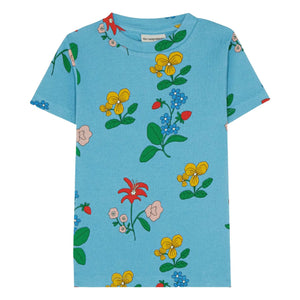 La Campamento - Camiseta Acanalada Flores | Azul azur