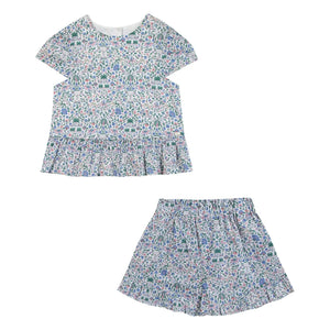 Tartine et Chocolat - Conjunto de blusa y pantalón corto Liberty | Blanco