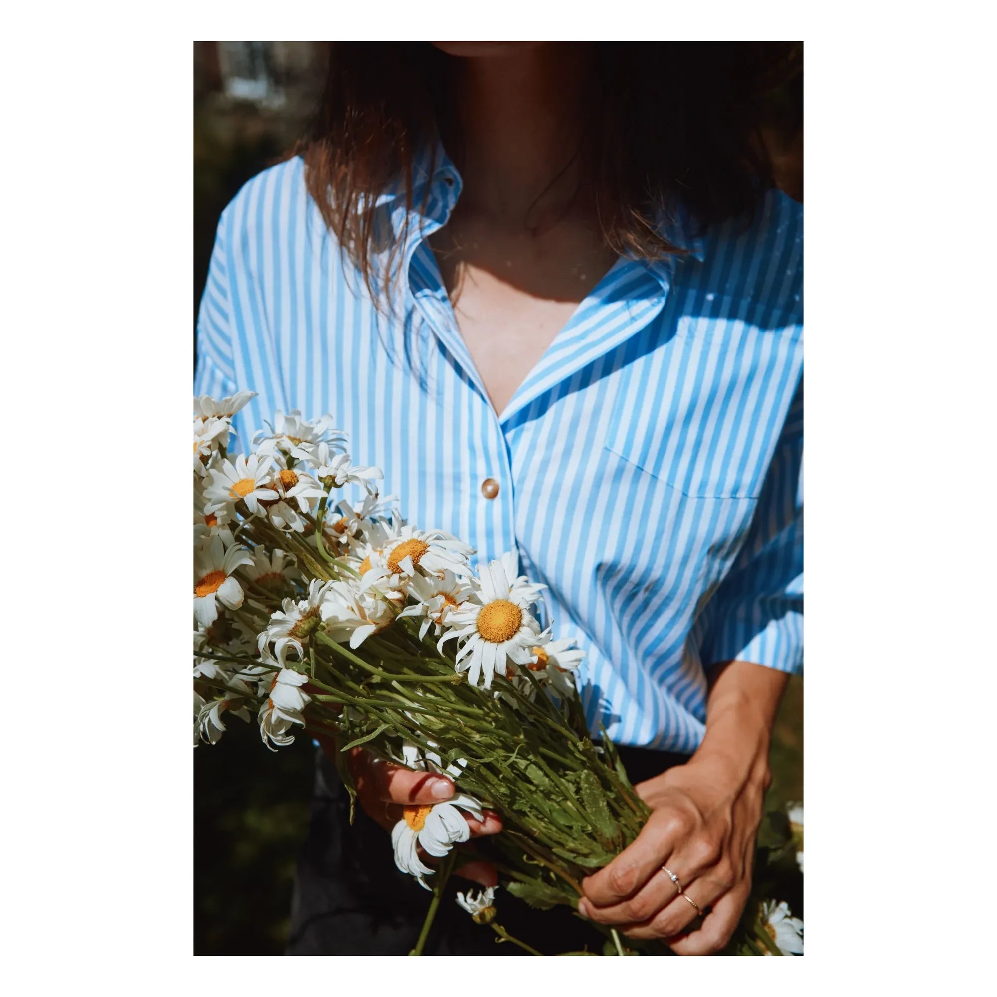 Poudre Organic - Camisa de popelín de algodón de rayas Caraway | Azul