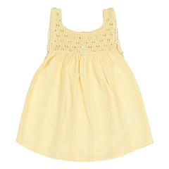 Búho - Vestido de algodón orgánico Lurex Boho | Amarillo