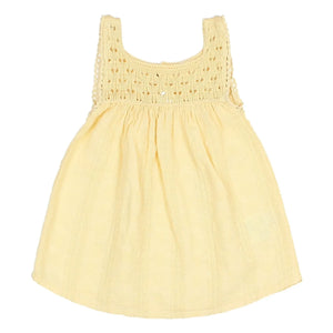 Búho - Vestido de algodón orgánico Lurex Boho | Amarillo