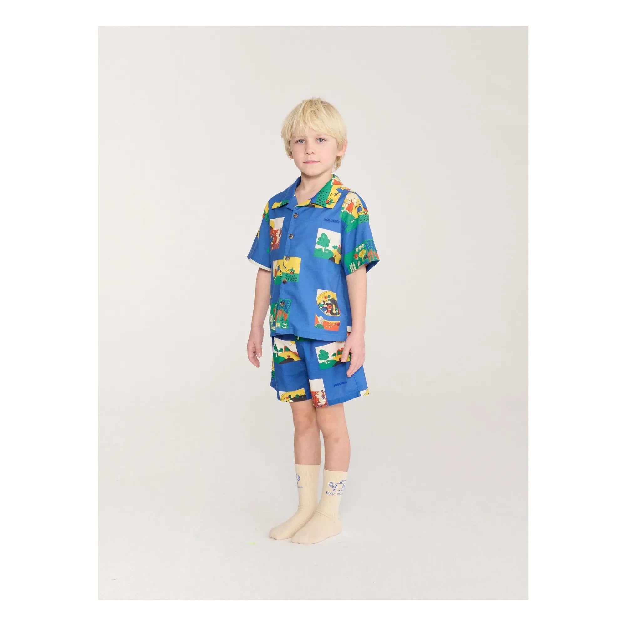 Bobo Choses - Conjunto de camisa y pantalón corto de algodón orgánico Pickles | Azul real
