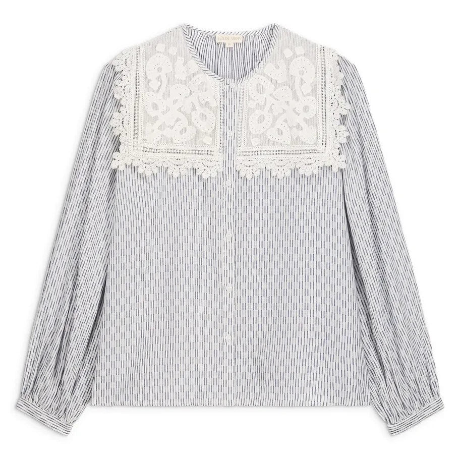 Louise Misha - Blusa de algodón a rayas Kitalle | Crema