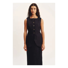 Posse - Chaqueta sin mangas Emma de lino | Negro