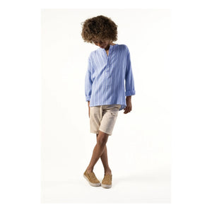 Sunchild - Blusa a rayas Negril con cuello tunecino | Azul