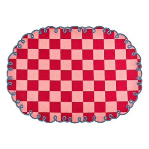 Bitossi - Juego de 2 manteles individuales a cuadros Dama Rosa | Rojo