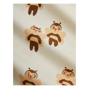 Mini Rodini - Set de body y leggings de algodón orgánico con estampado de abejas | Crudo