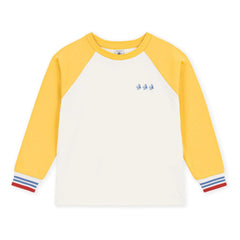 Petit Bateau - Camiseta Colorblock de algodón orgánico con cuello barco | Amarillo