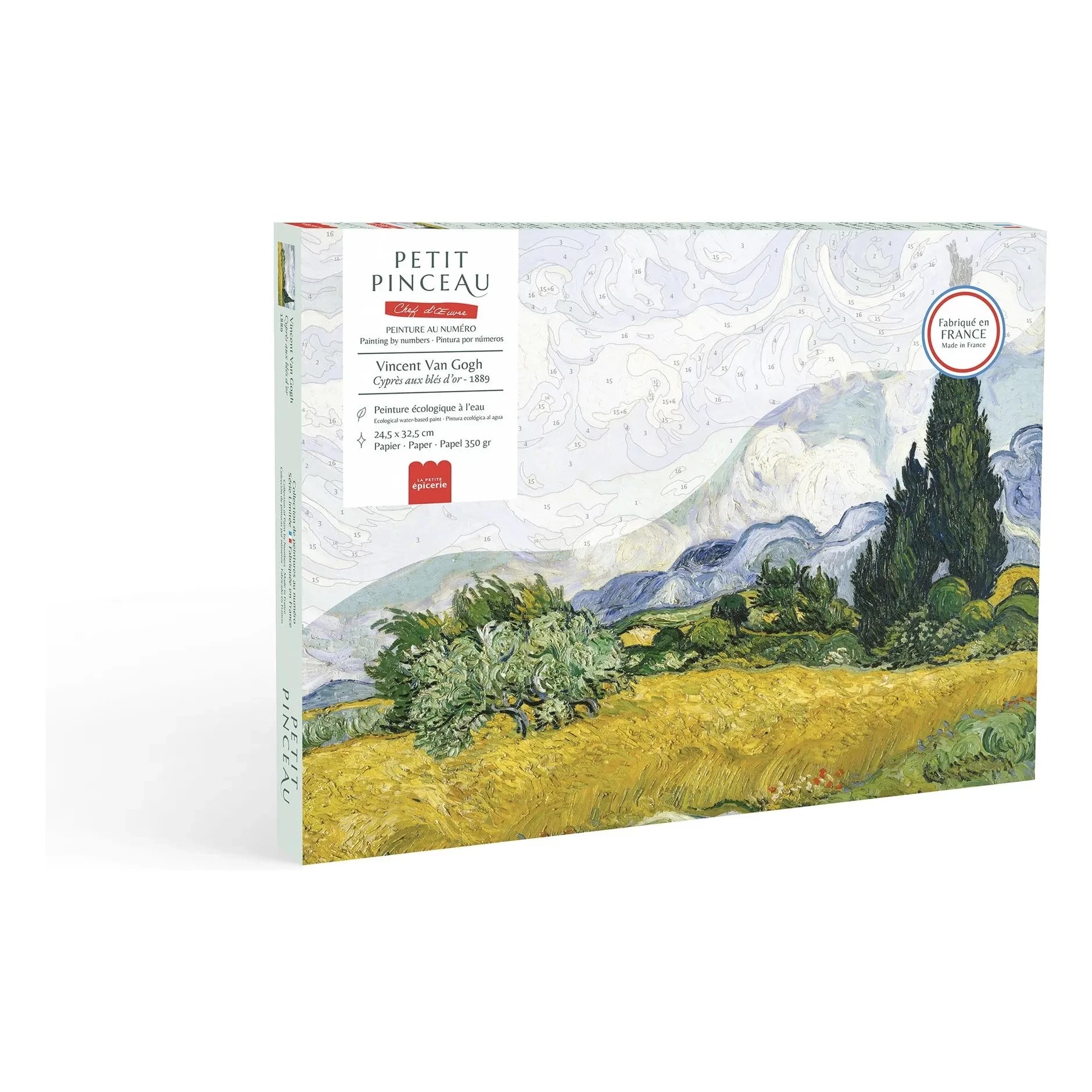 La Petite Épicerie - Conjunto de cuadros numerados - Ciprés con campos de trigo dorados