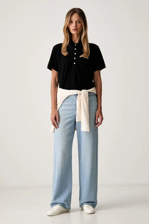 Camiseta de algodón para mujer con cuello Polo Ralph Lauren