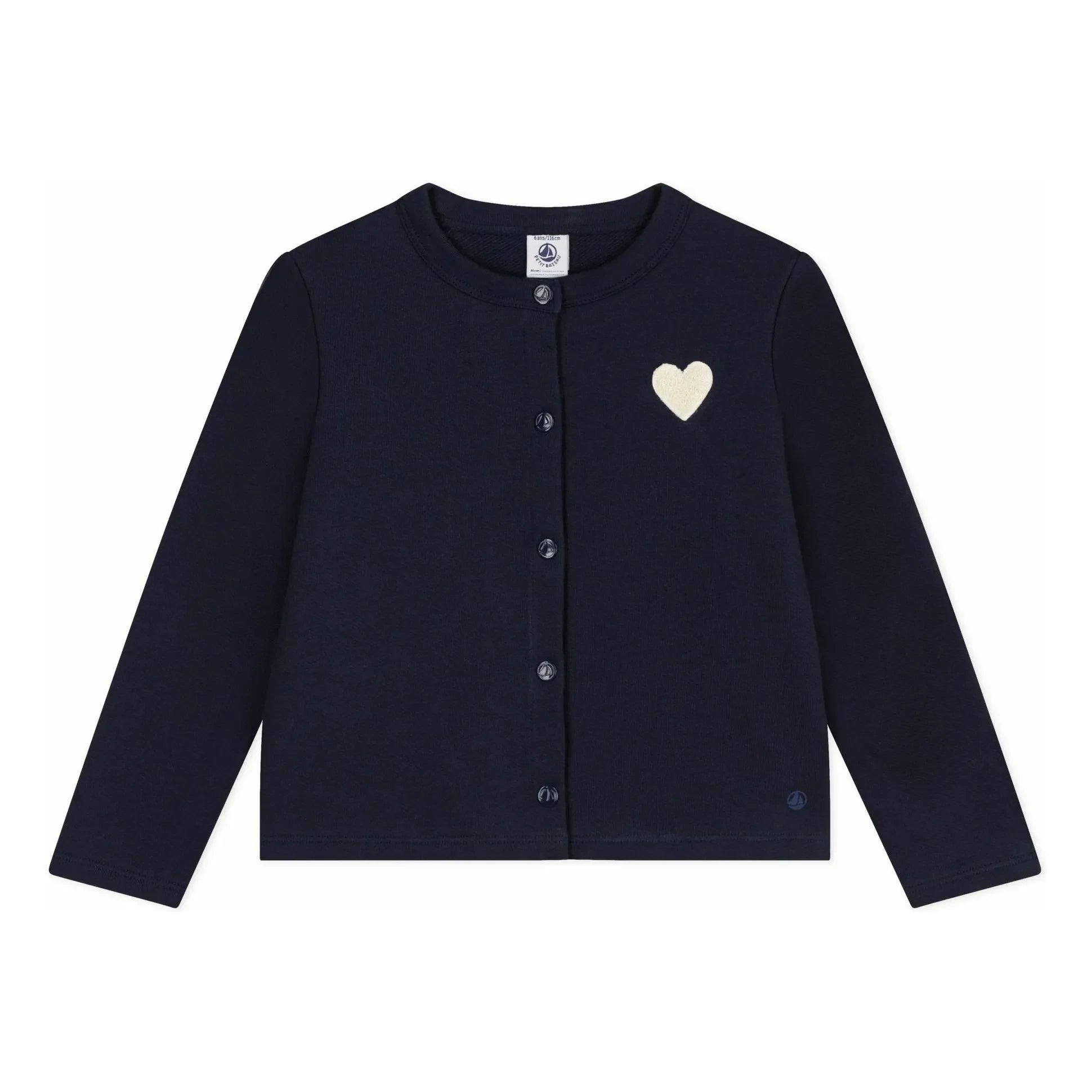 Petit Bateau - Chaleco de Algodón Orgánico con Corazones | Azul Marino