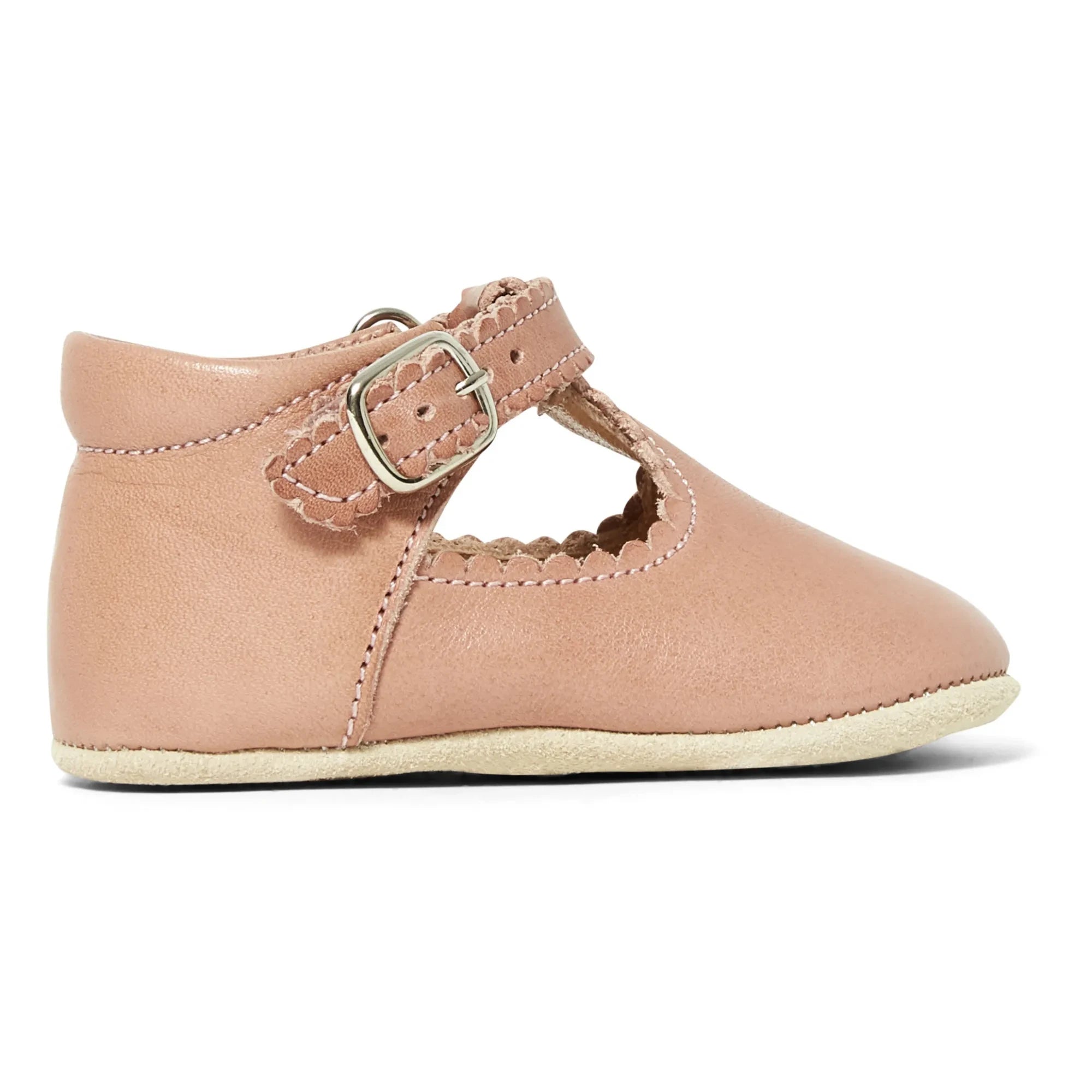 Petit Nord - Sandalia Mary Jane T-Bar Ondulada | Rosa Pastel