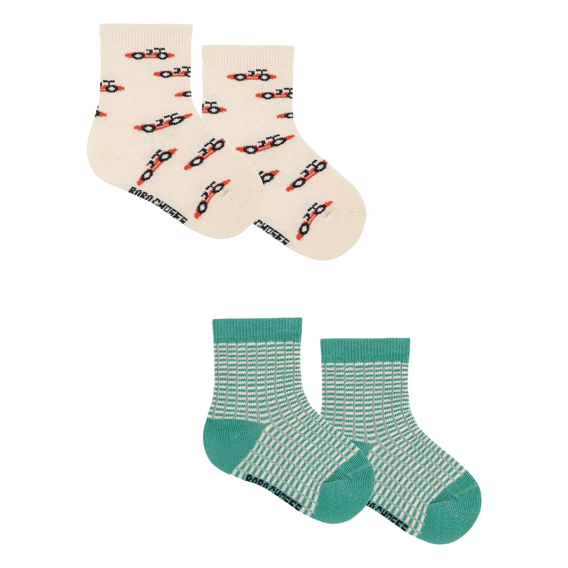Bobo Choses - Set de 2 pares de calcetines de coche de algodón orgánico | Beige