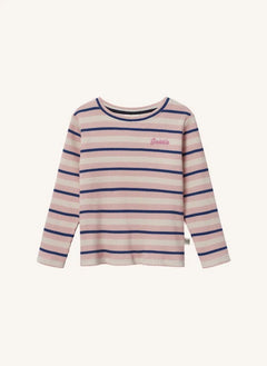 Goldie + Ace - Camiseta de canalé a rayas | Rosa
