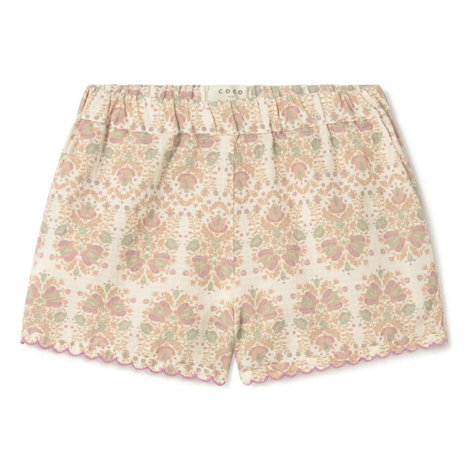Coco au Lait - Shorts orgánicos de algodón con flores | Crudo