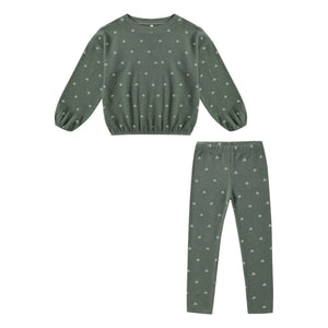 Rylee + Cru - Conjunto de Sudadera y Mallas Ditsy Eponge | Verdigris