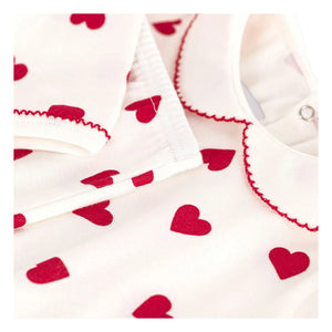 Petit Bateau - Pijama de algodón orgánico con cuello de corazón | Blanco
