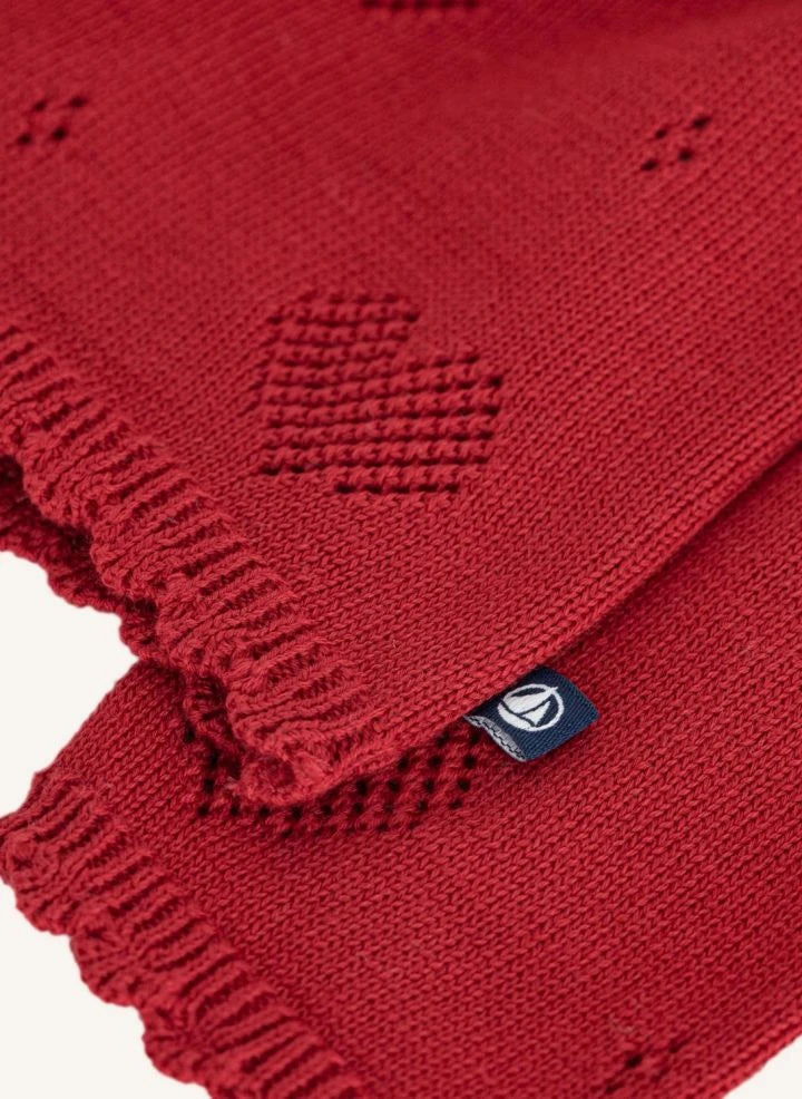 Petit Bateau - Cárdigan ajour con corazón de algodón orgánico | Rojo