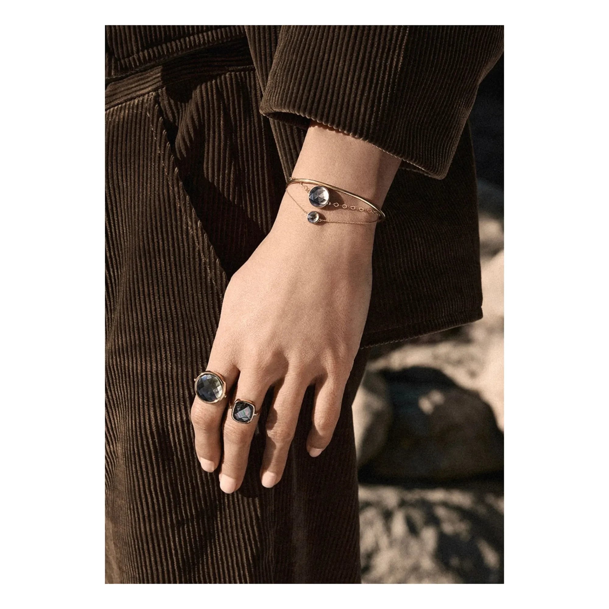 Ginette NY - Pulsera Disc Mini Pixie Ever Negro | Oro rosa