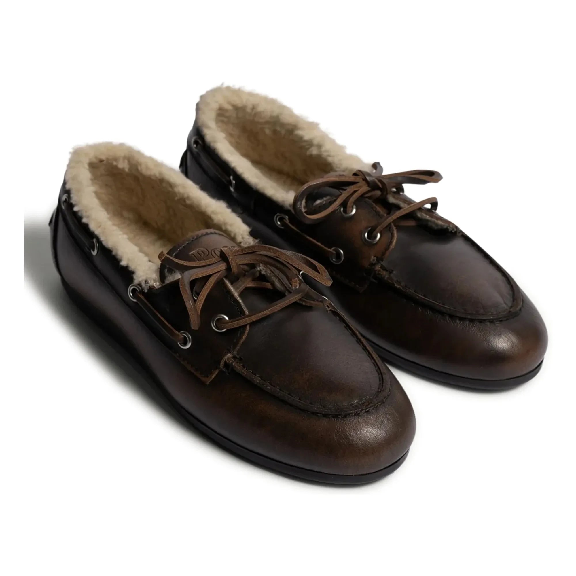 Posa - Zapatos náuticos de piel y piel | Café