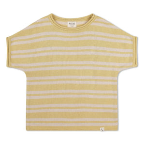 Matona - Camiseta de punto fino de algodón orgánico a rayas | Amarillo pálido