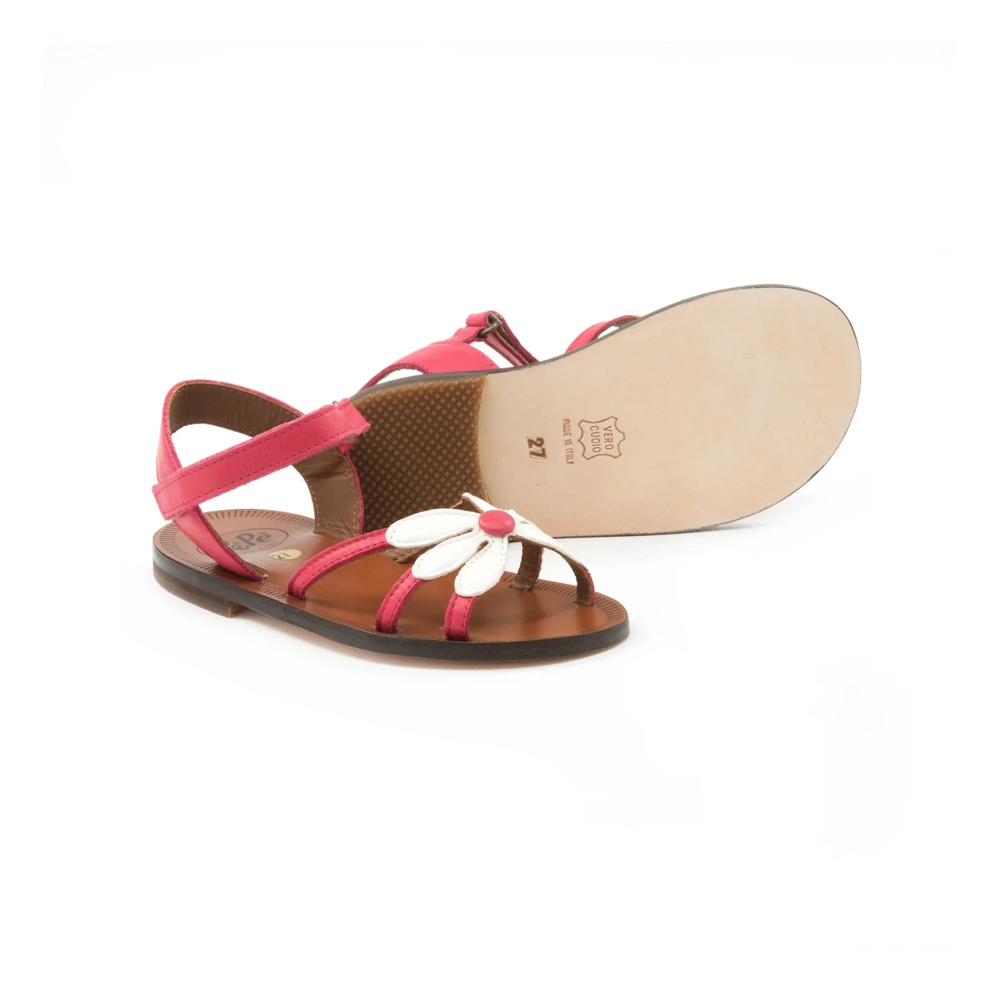 Pèpè - Sandalias de rayas con estampado floral | Rosa