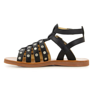 Pom d'Api - Sandalias de placa con tachuelas | Negro mate