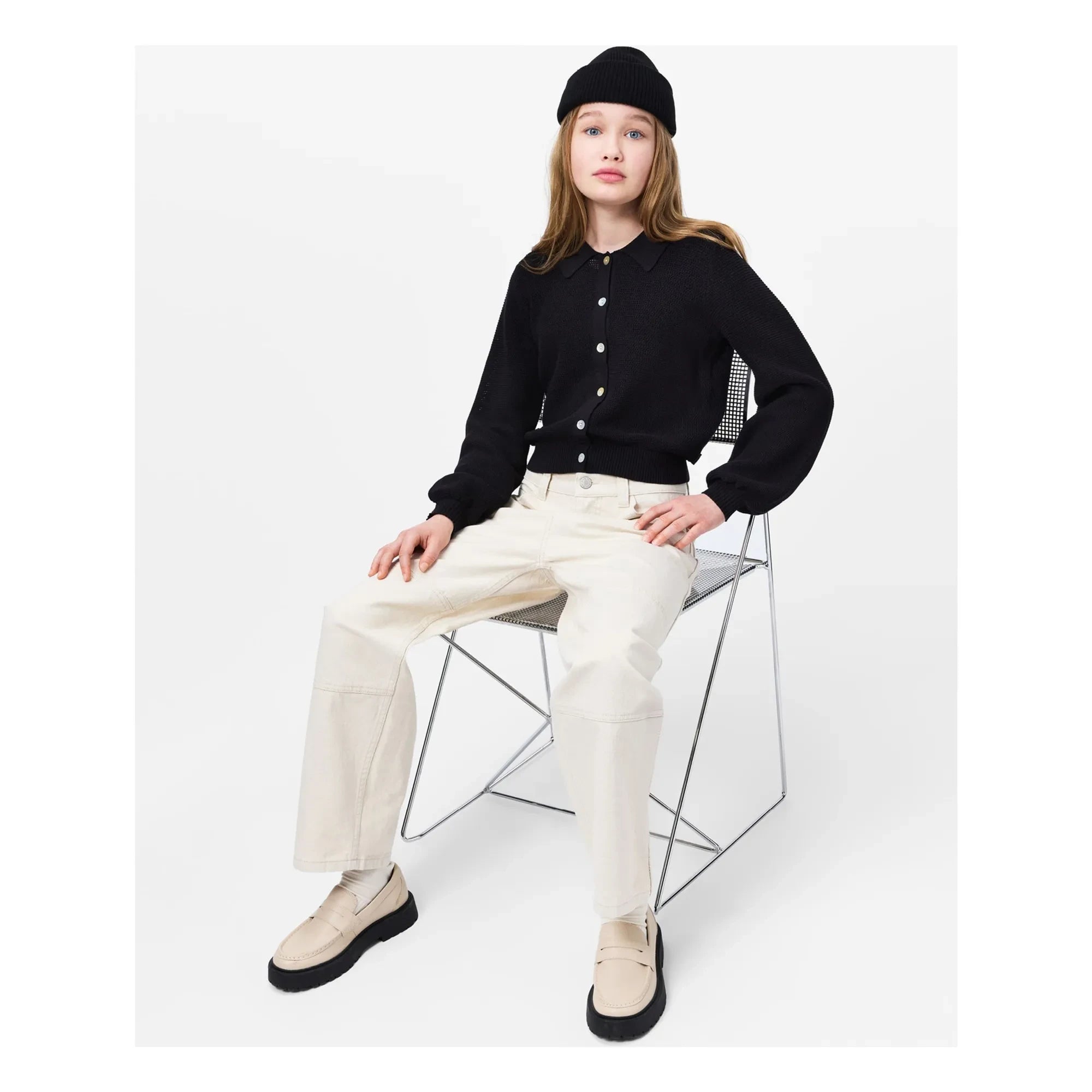 Molo - Chaqueta de punto de algodón orgánico con cuello polo | Negro
