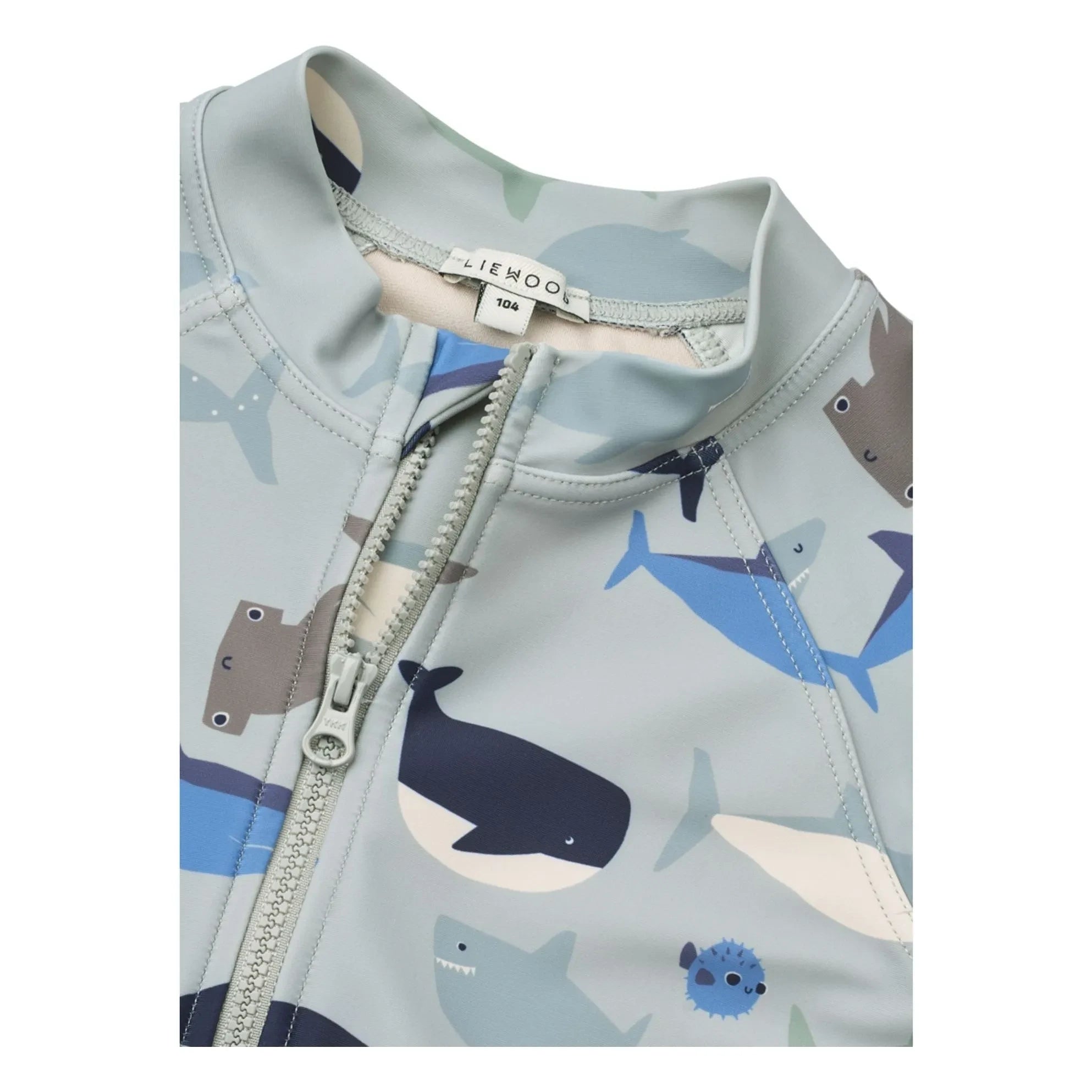 Liewood - Traje de baño Max Sharks con protección UV, fibras recicladas | Azul claro